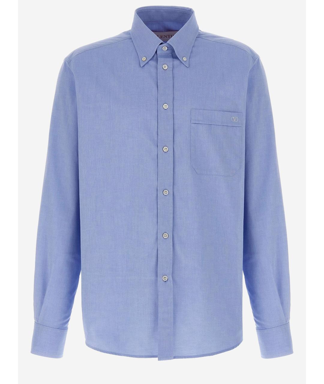 VALENTINO Голубая хлопковая кэжуал рубашка, фото 4