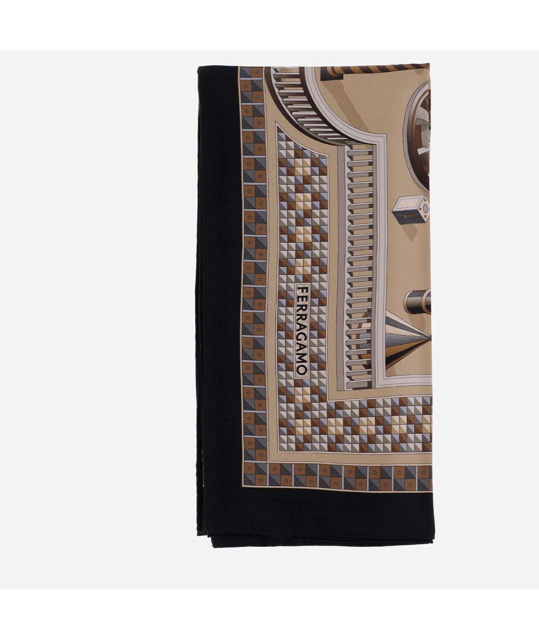 FERRAGAMO Бежевый шелковый платок, фото 1