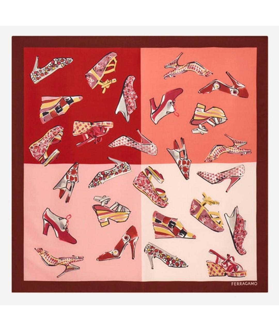 FERRAGAMO Красный шелковый платок, фото 1