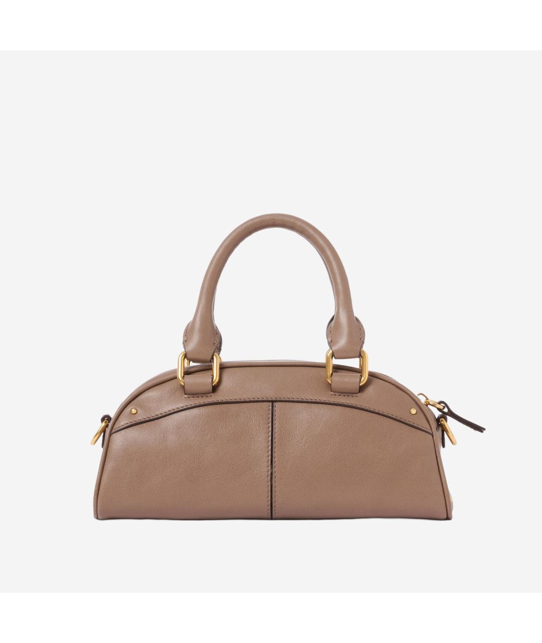 CHLOE Бежевая кожаная сумка с короткими ручками, фото 3
