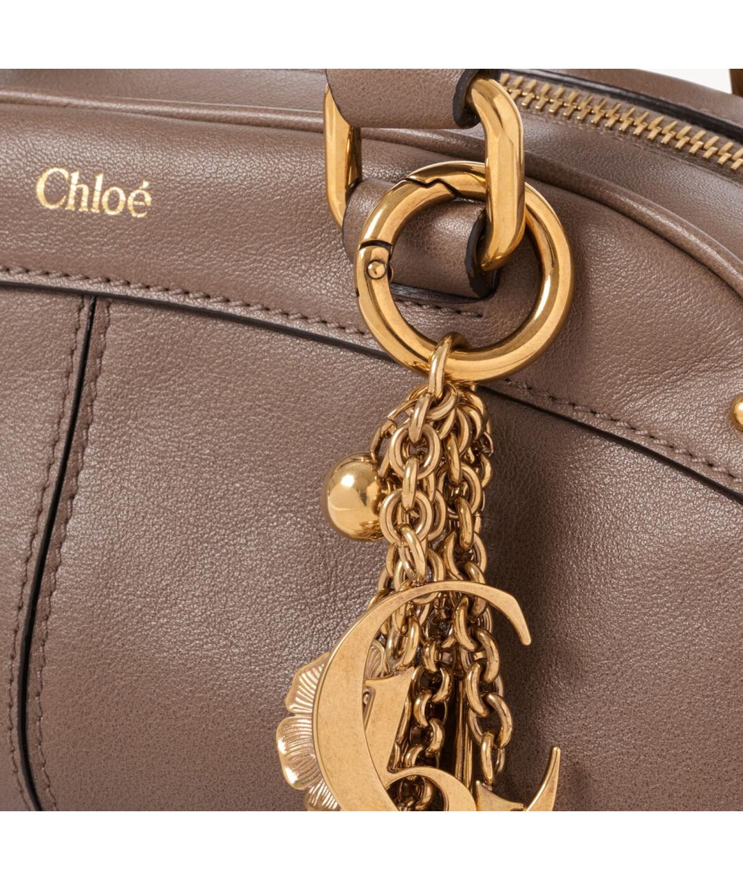 CHLOE Бежевая кожаная сумка с короткими ручками, фото 4
