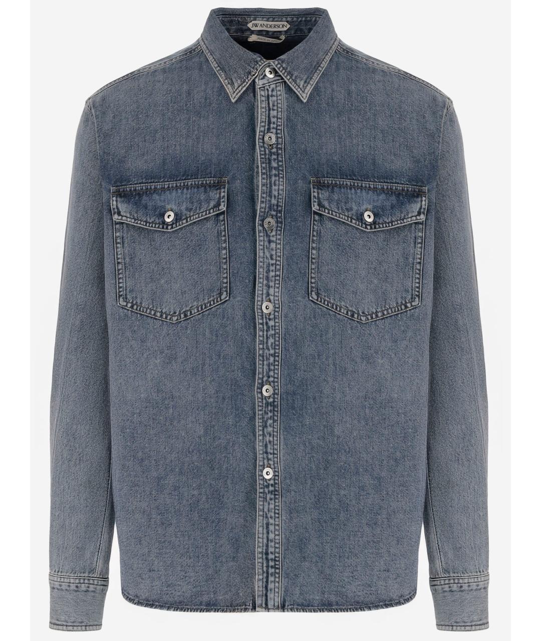 J.W.ANDERSON Синяя хлопковая кэжуал рубашка, фото 4