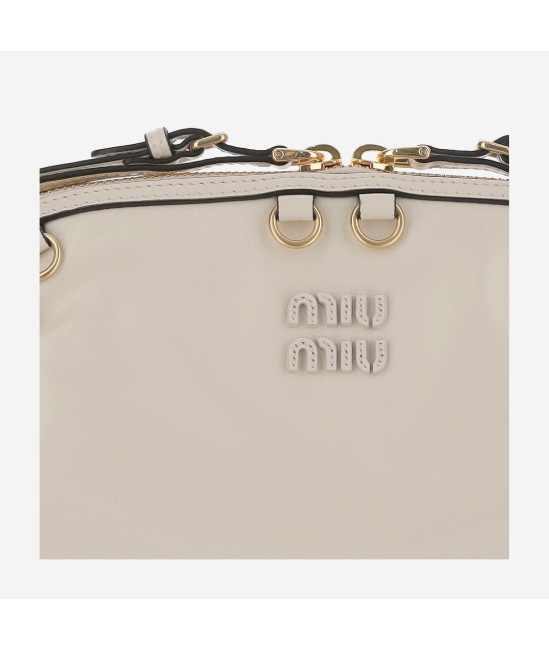 MIU MIU Бежевая кожаная сумка тоут, фото 5