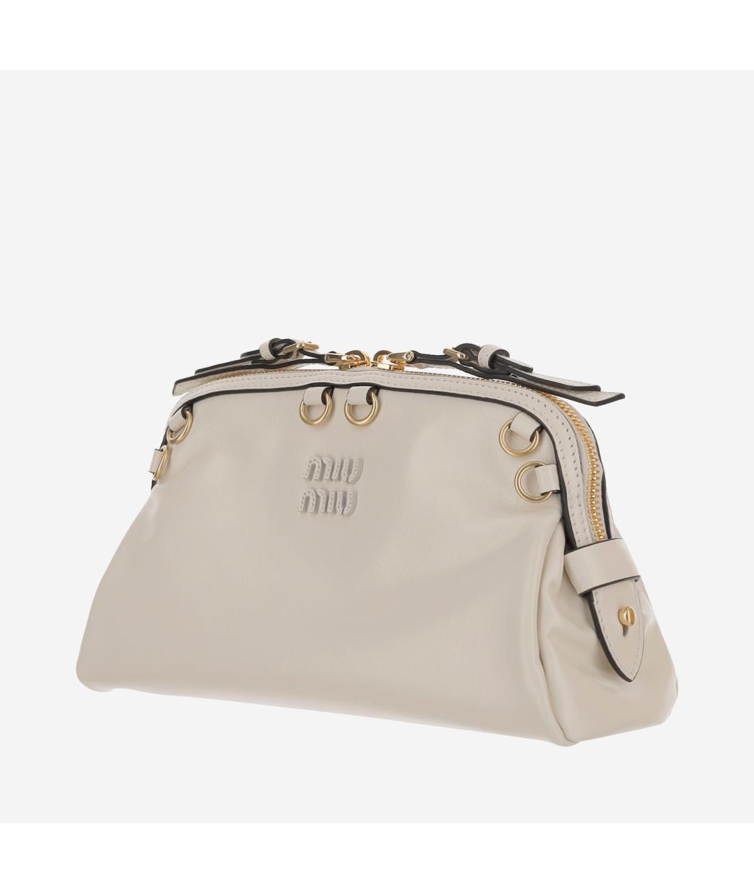 MIU MIU Бежевая кожаная сумка тоут, фото 3