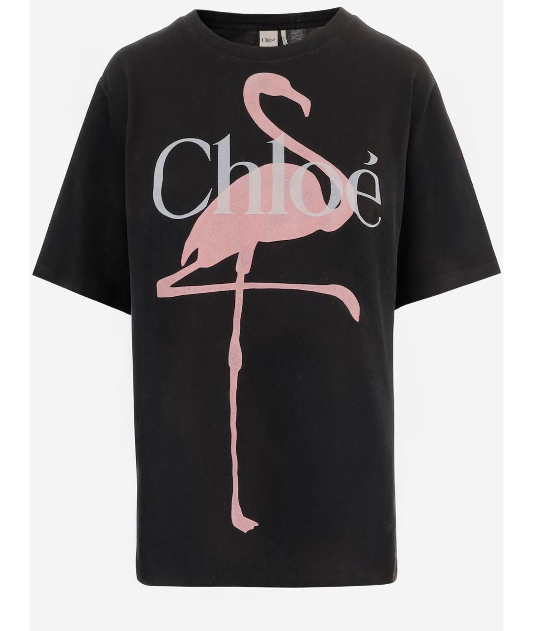CHLOE Черная хлопковая футболка, фото 4