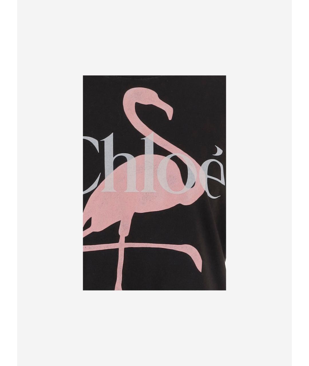 CHLOE Черная хлопковая футболка, фото 3