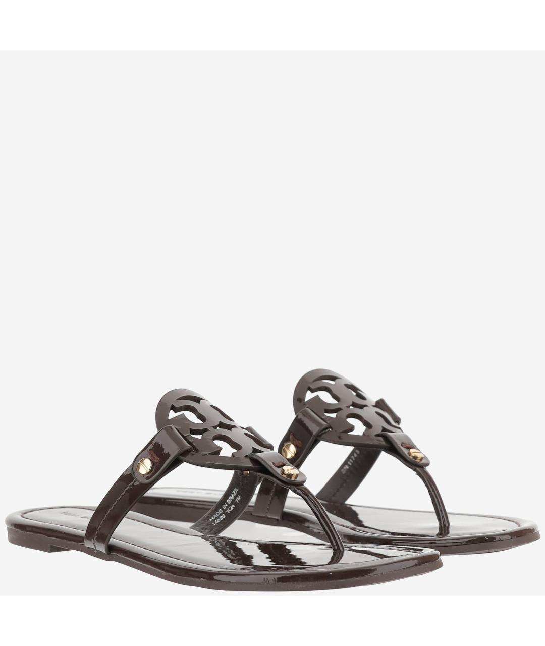 TORY BURCH Коричневые кожаные сандалии, фото 3