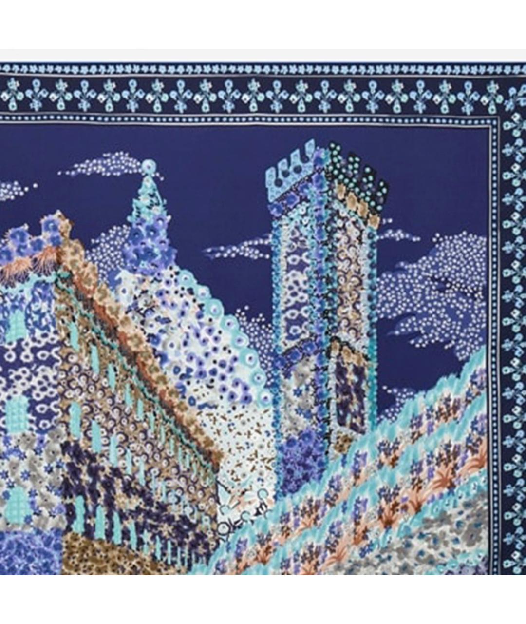 FERRAGAMO Синий шелковый платок, фото 2