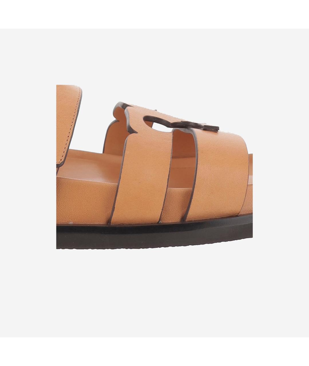 TORY BURCH Бежевые кожаные сандалии, фото 5