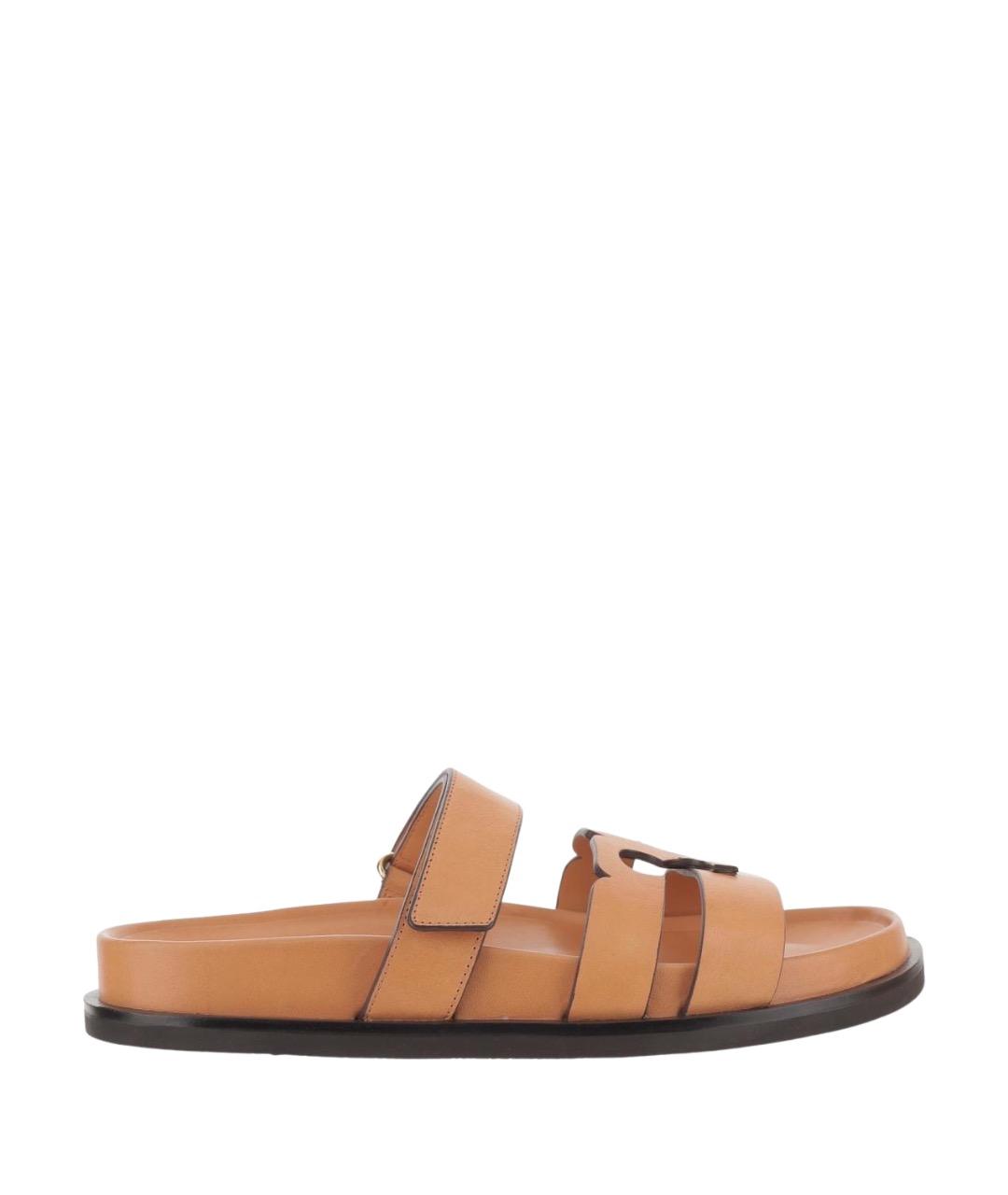 TORY BURCH Бежевые кожаные сандалии, фото 1