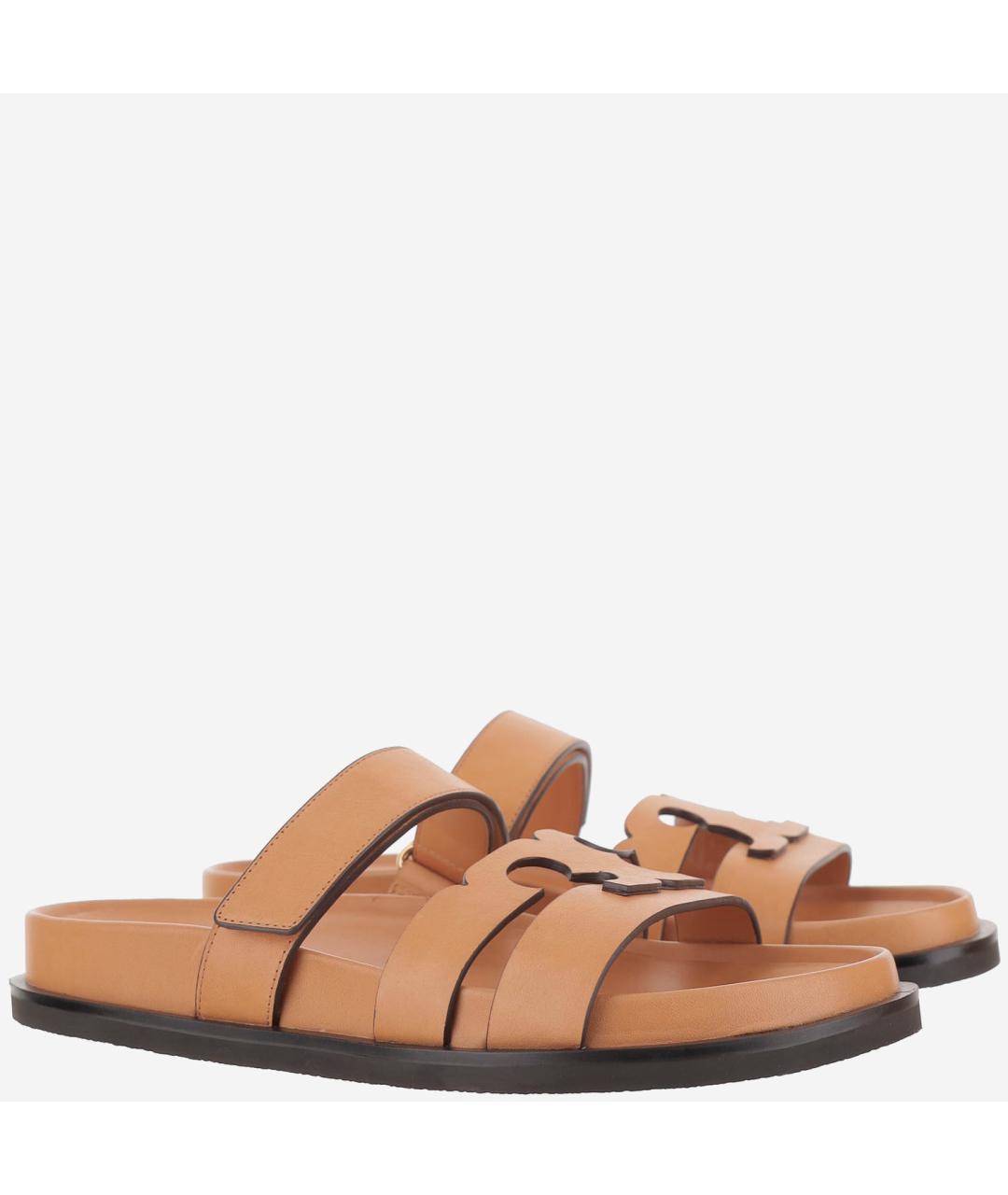 TORY BURCH Бежевые кожаные сандалии, фото 3