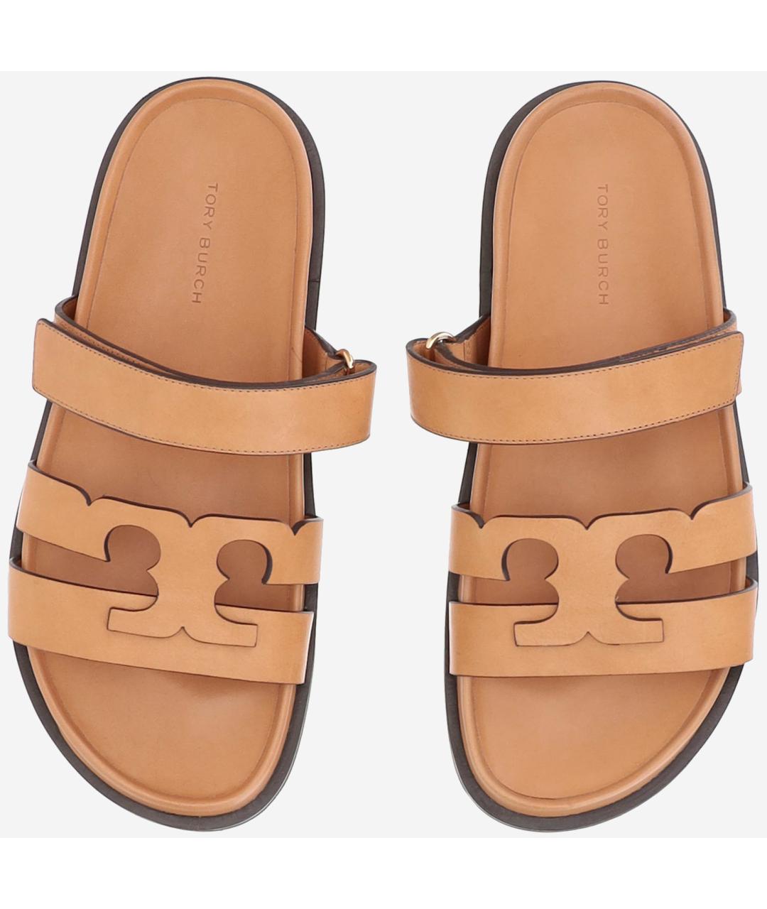TORY BURCH Бежевые кожаные сандалии, фото 2