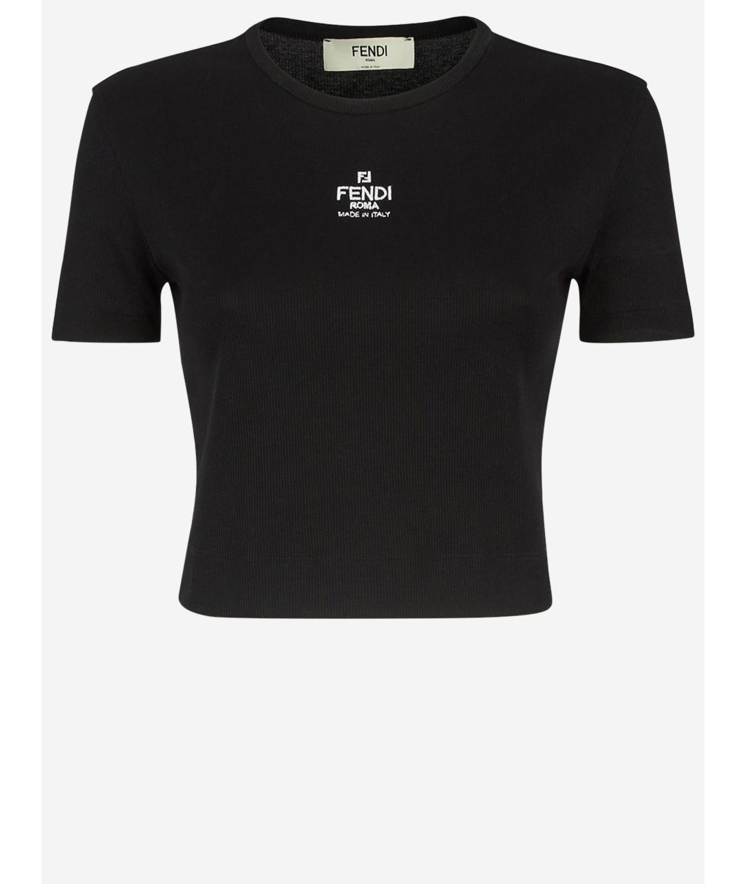 FENDI Черная хлопко-эластановая футболка, фото 1