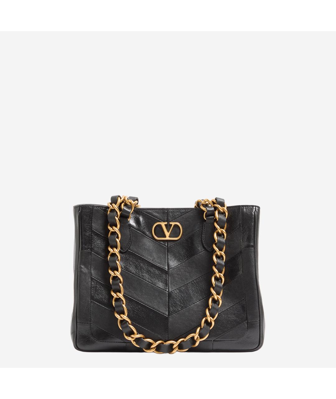 VALENTINO Черная кожаная сумка тоут, фото 1