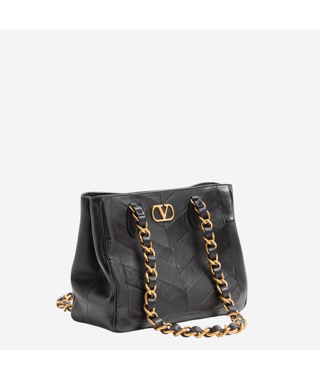 VALENTINO Черная кожаная сумка тоут, фото 2