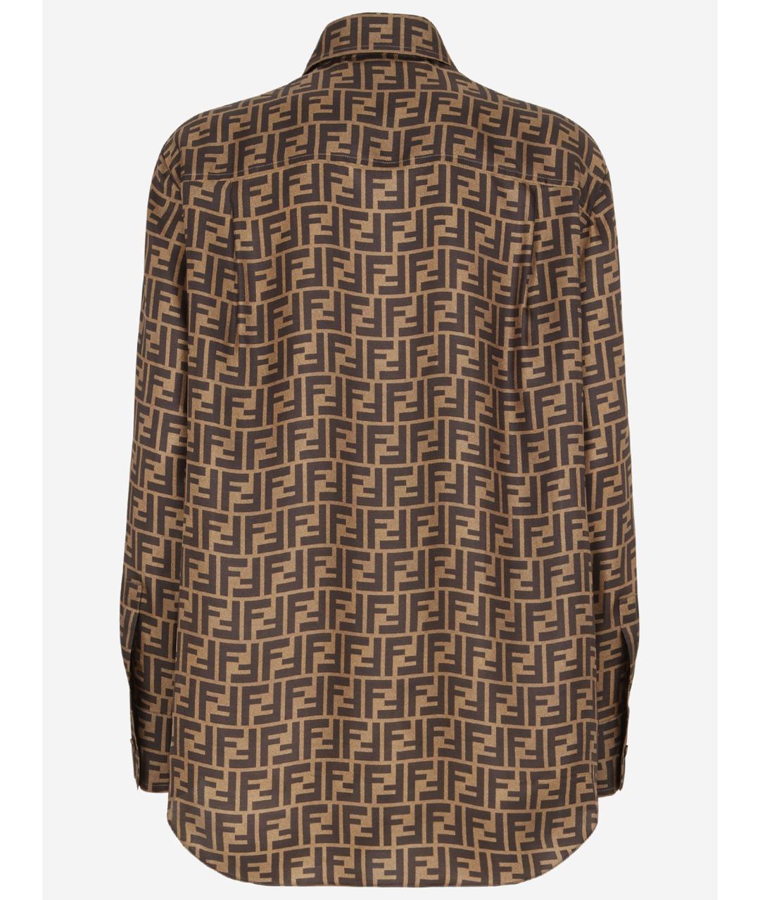 FENDI Коричневая шелковая рубашка, фото 2