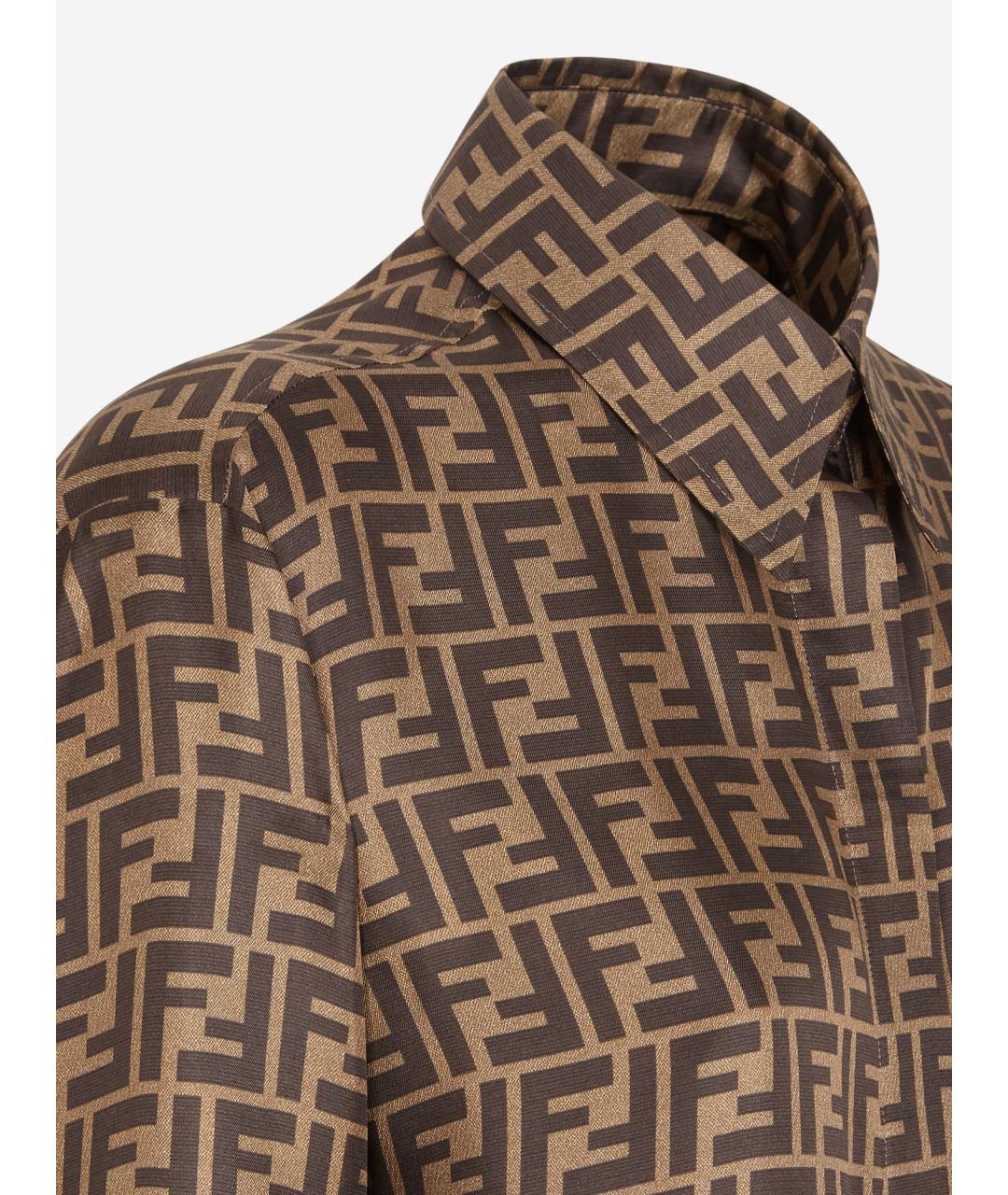 FENDI Коричневая шелковая рубашка, фото 3
