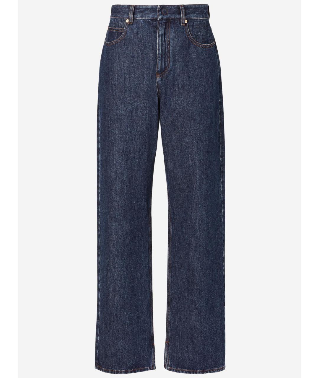 FENDI Синие хлопко-эластановые прямые джинсы, фото 4