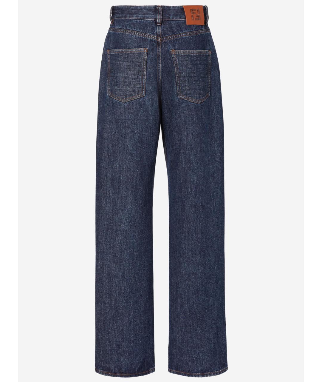 FENDI Синие хлопко-эластановые прямые джинсы, фото 2