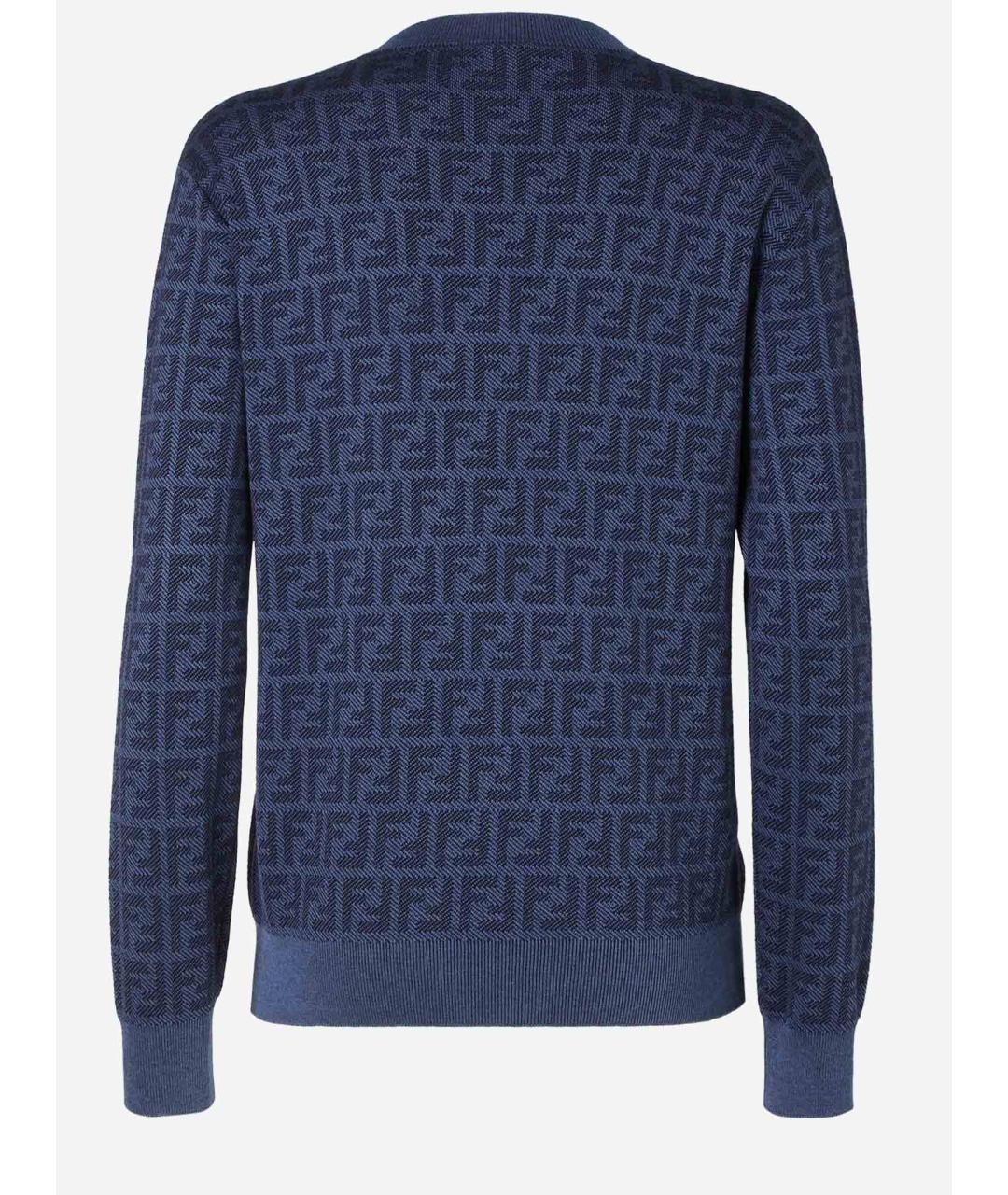 FENDI Синий шерстяной джемпер / свитер, фото 2
