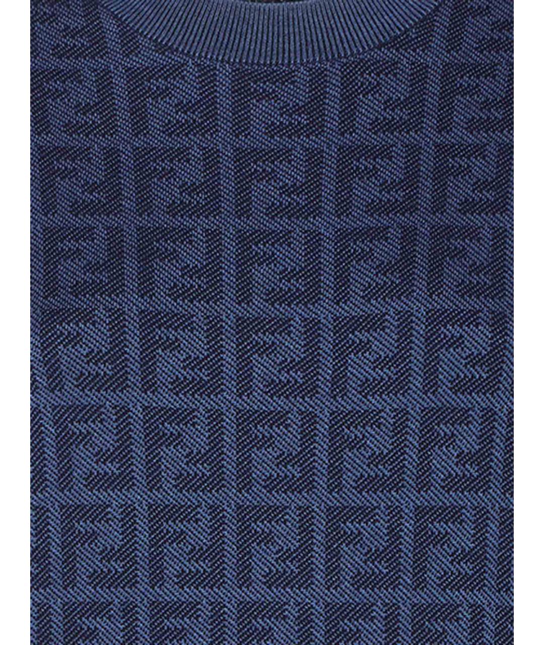 FENDI Синий шерстяной джемпер / свитер, фото 3