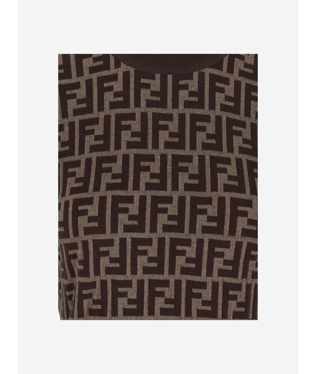 FENDI Коричневая хлопковая футболка, фото 3