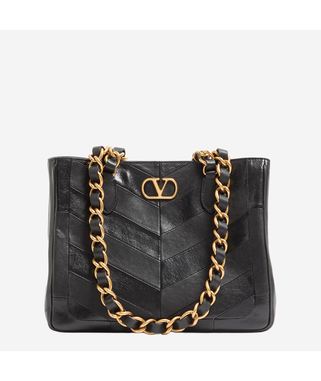 VALENTINO Черная кожаная сумка тоут, фото 5