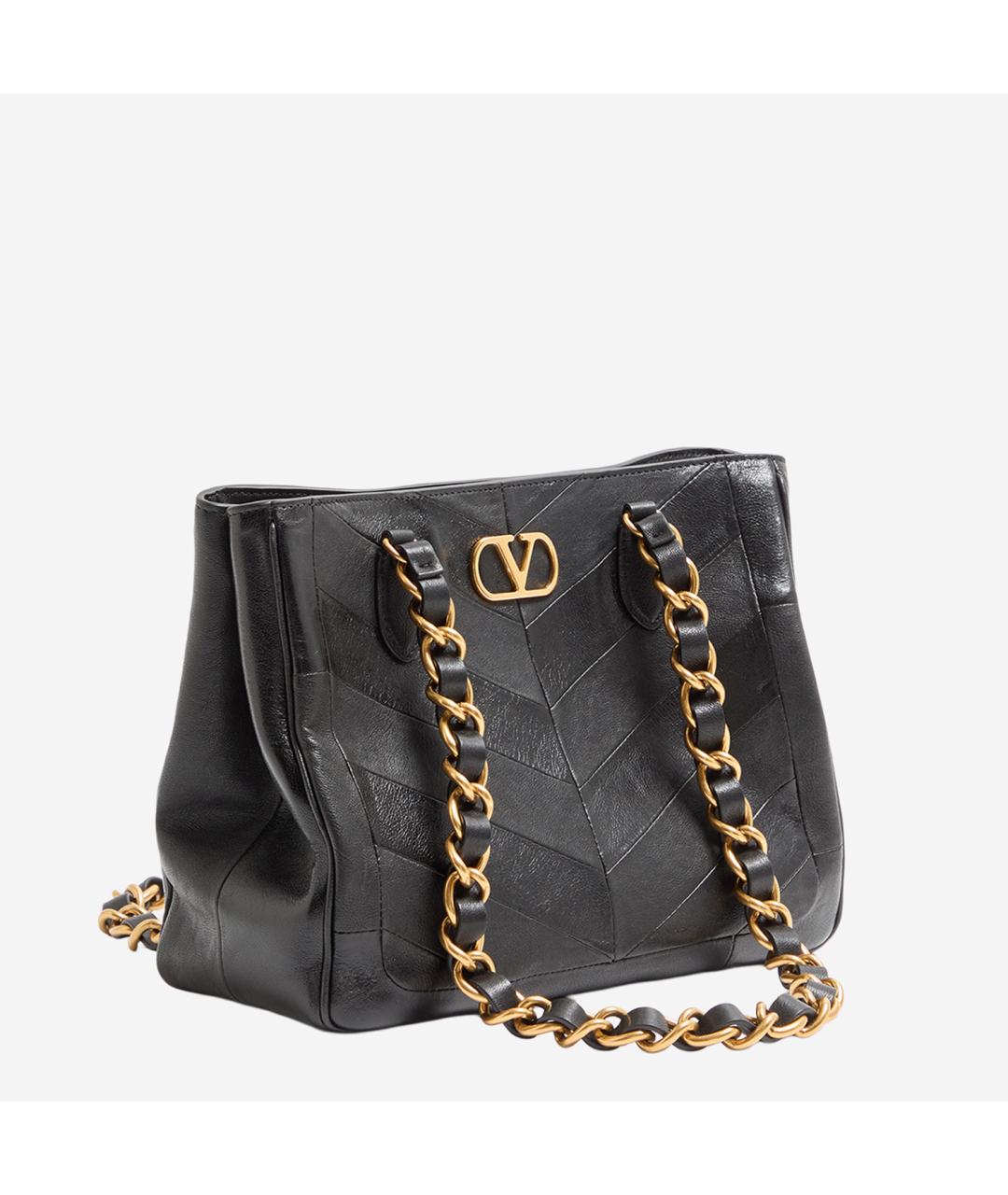 VALENTINO Черная кожаная сумка тоут, фото 2