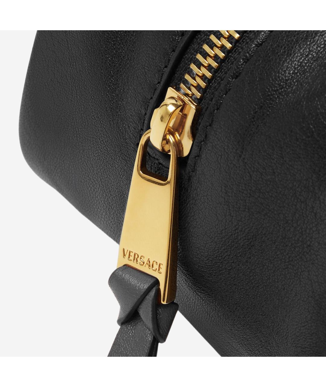 VERSACE Черная кожаная сумка тоут, фото 4