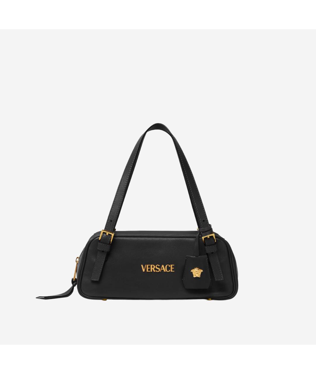 VERSACE Черная кожаная сумка тоут, фото 1