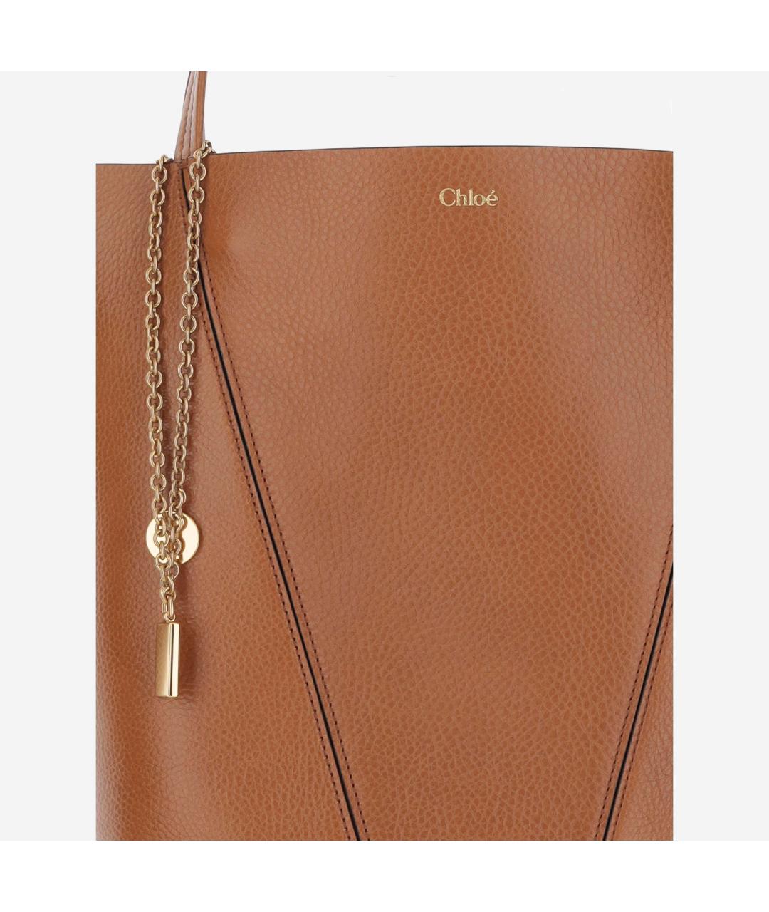 CHLOE Коричневая кожаная сумка тоут, фото 5