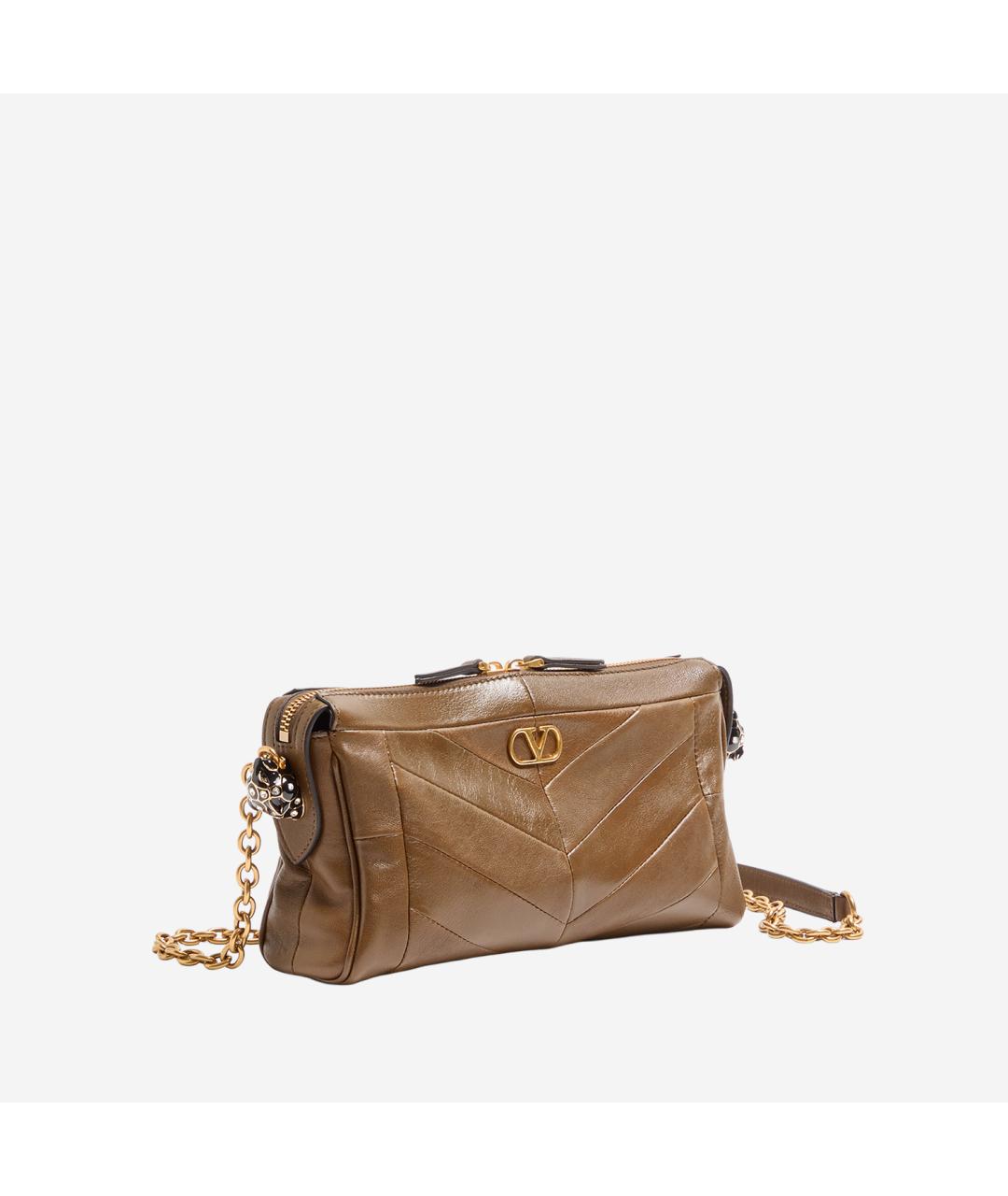 VALENTINO Коричневая кожаная сумка через плечо, фото 2