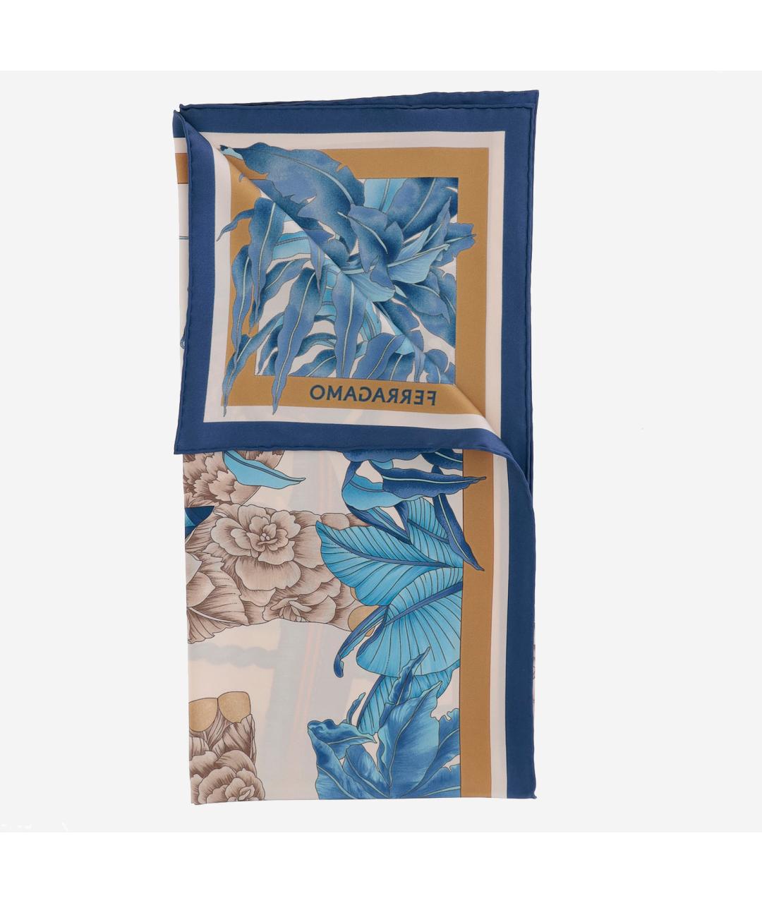 FERRAGAMO Синий шелковый платок, фото 2