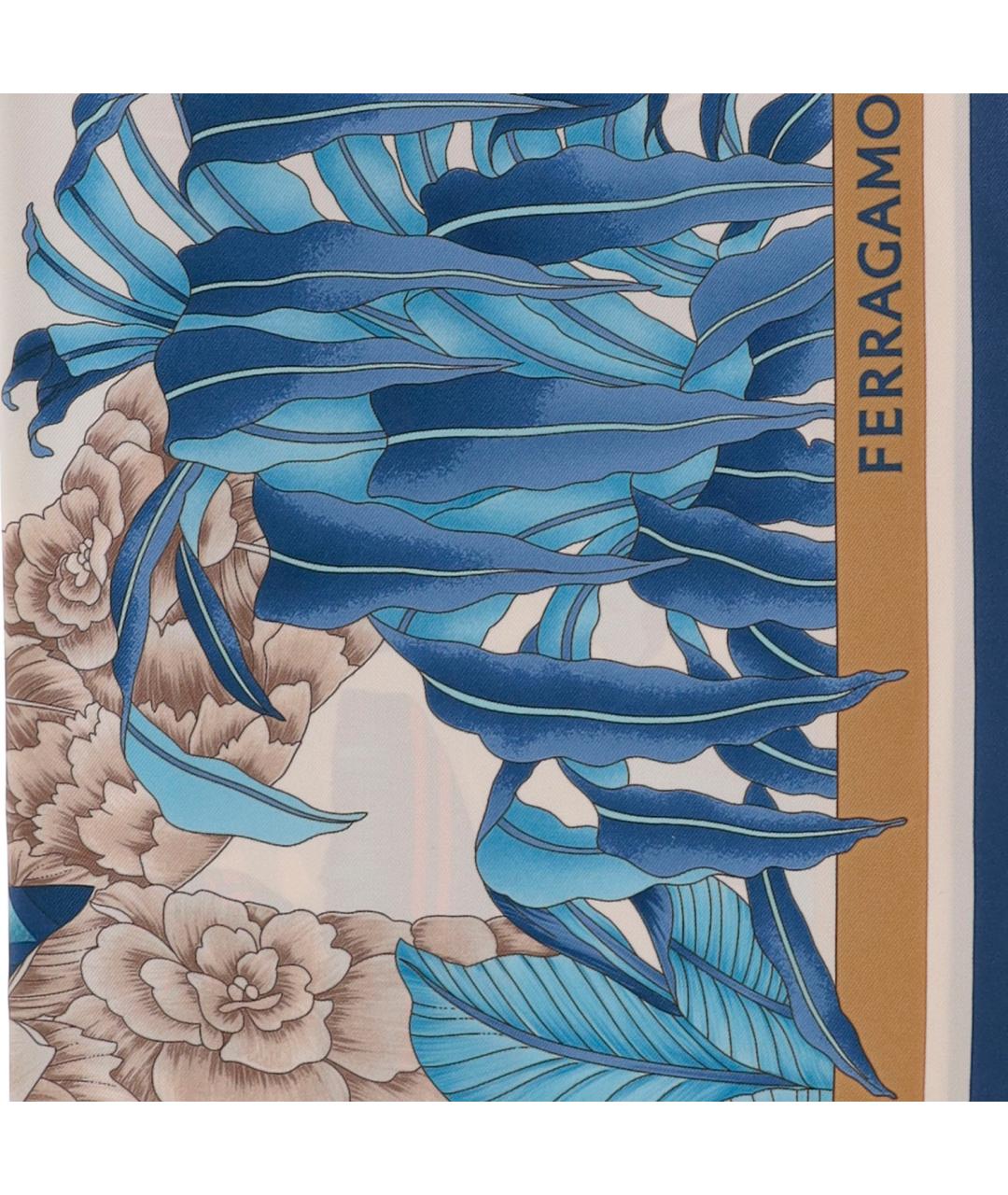 FERRAGAMO Синий шелковый платок, фото 3