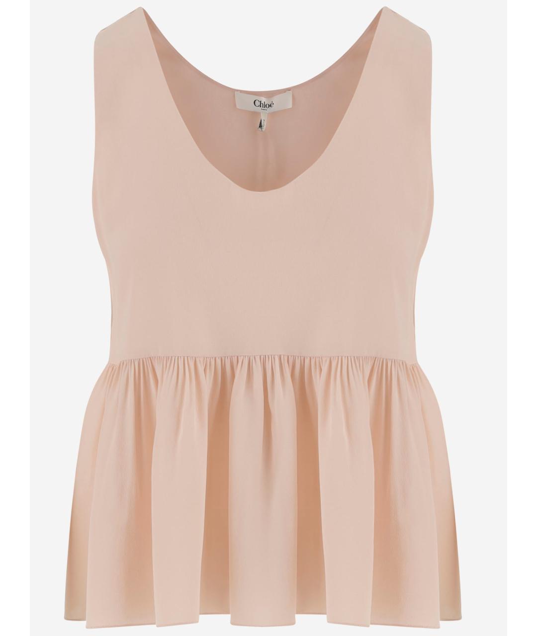 CHLOE Розовая шелковая майка, фото 1