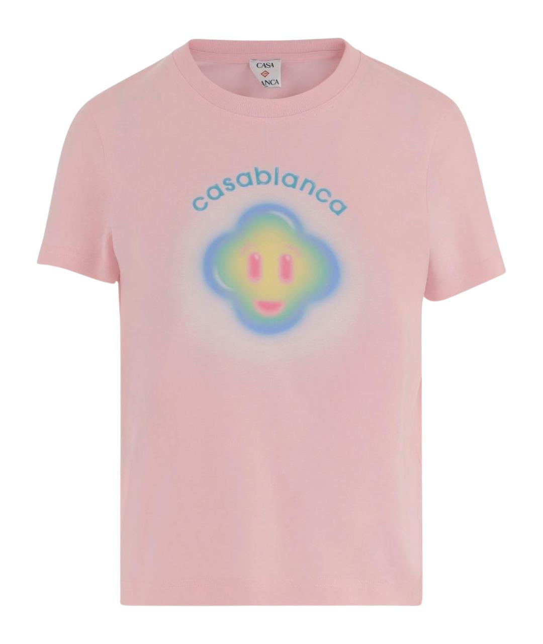 CASABLANCA Розовая хлопковая футболка, фото 1