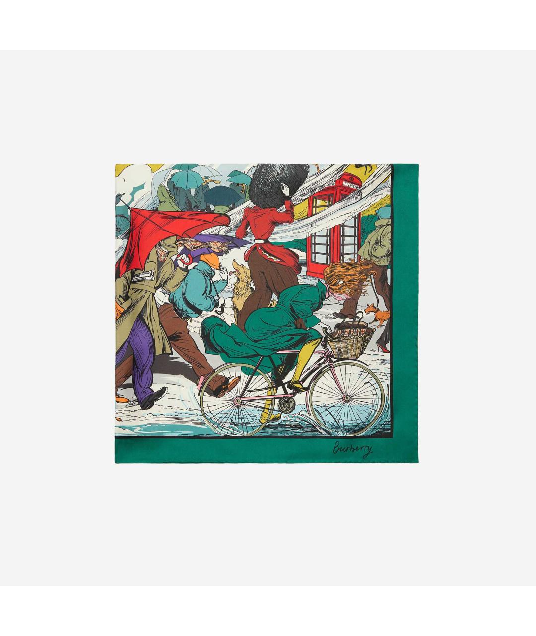 BURBERRY Красный шелковый платок, фото 2