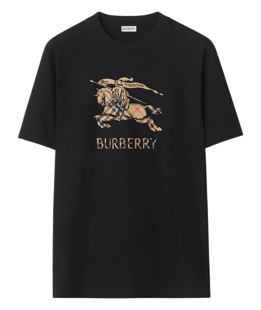 BURBERRY Черная хлопковая футболка, фото 1