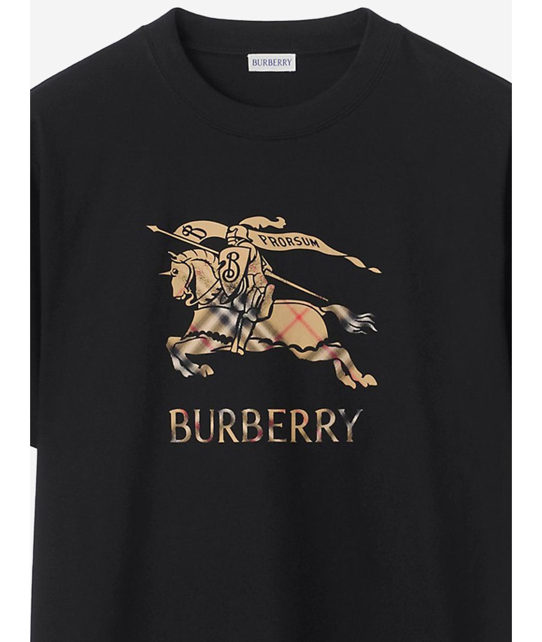 BURBERRY Черная хлопковая футболка, фото 3
