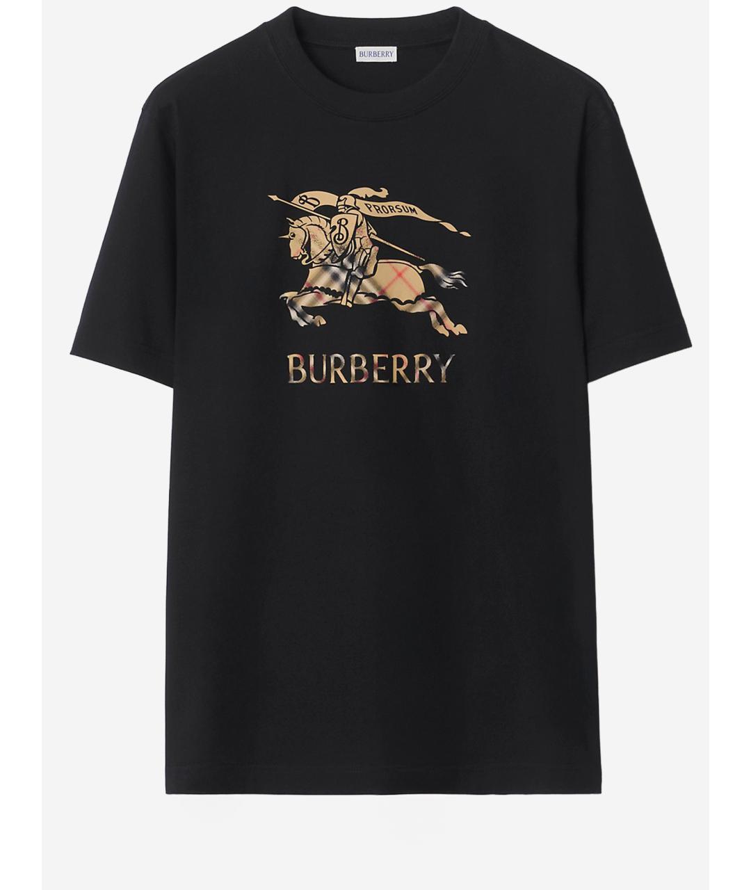BURBERRY Черная хлопковая футболка, фото 4
