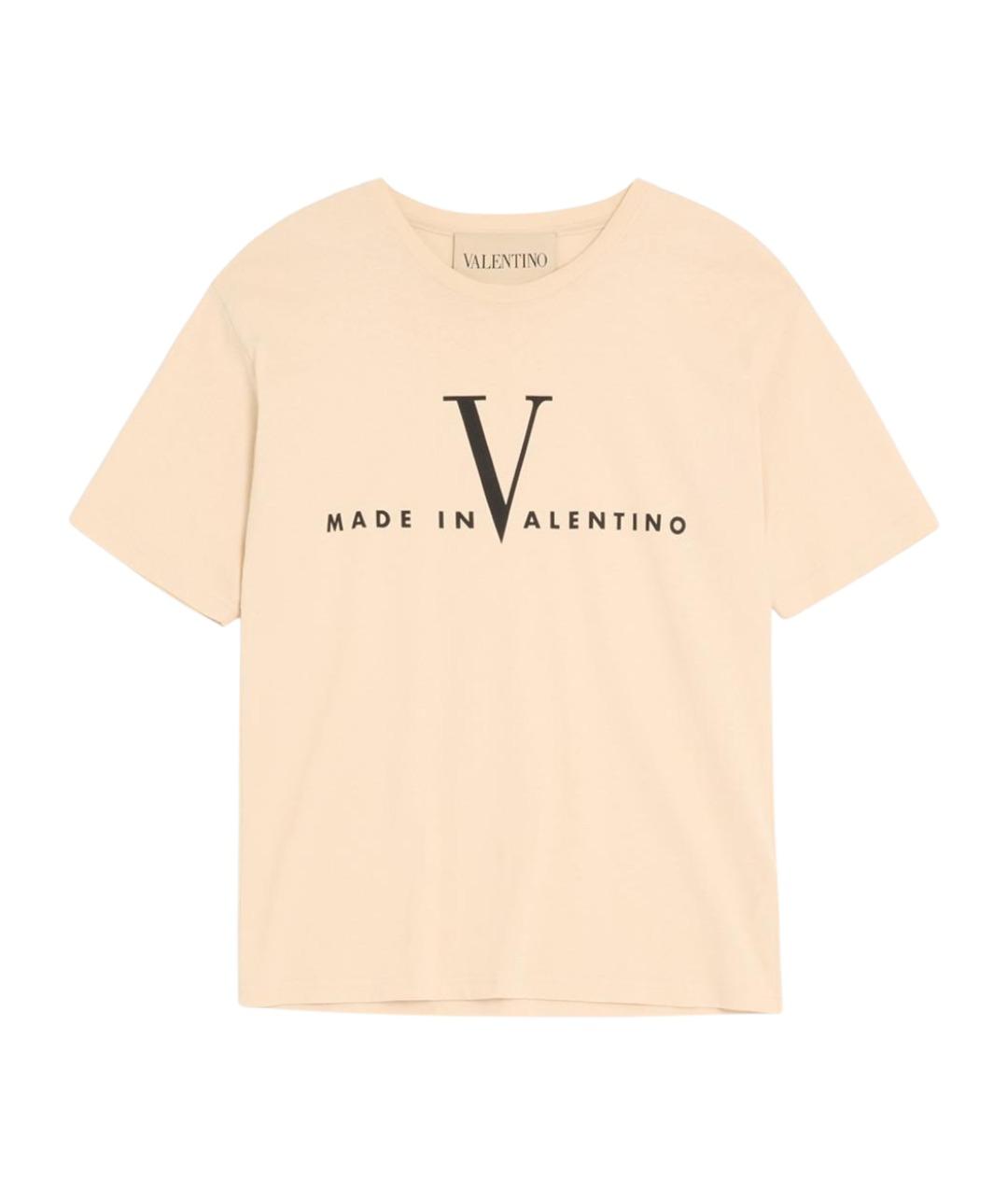 VALENTINO Бежевая хлопковая футболка, фото 1