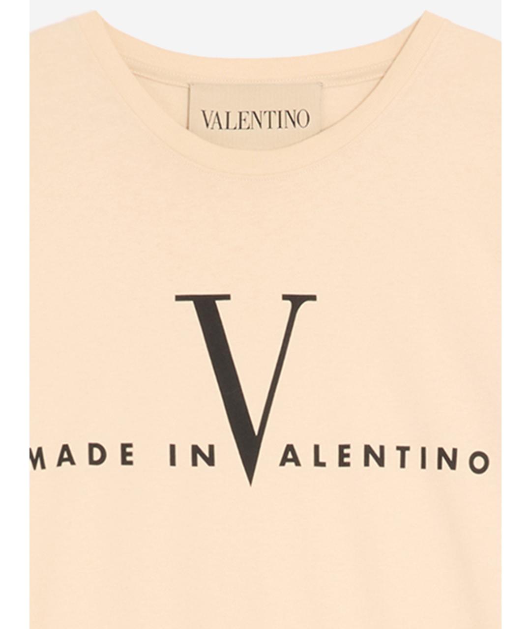 VALENTINO Бежевая хлопковая футболка, фото 3