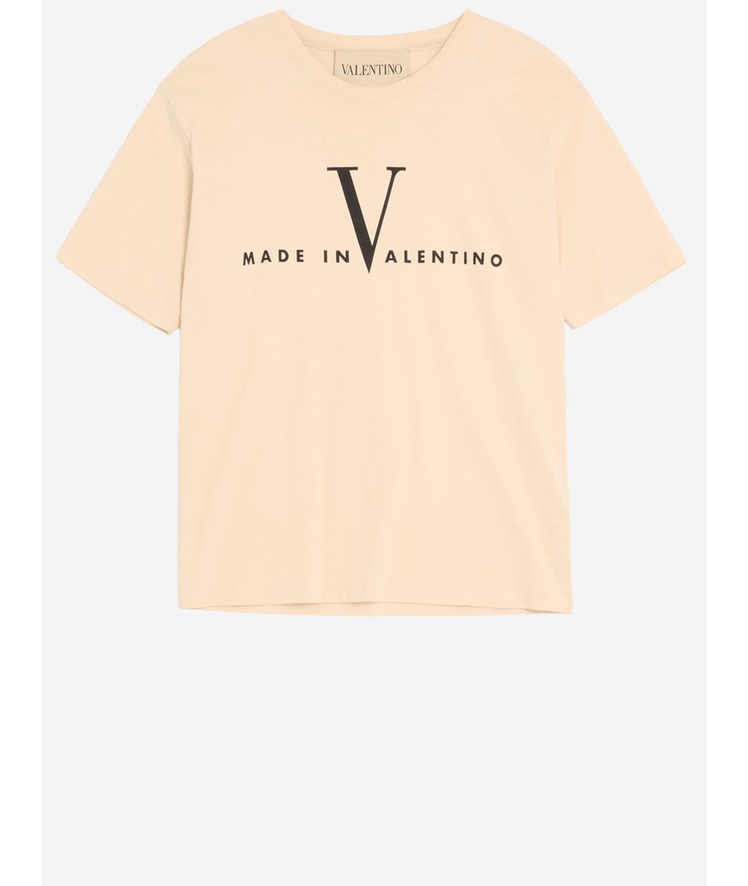 VALENTINO Бежевая хлопковая футболка, фото 4
