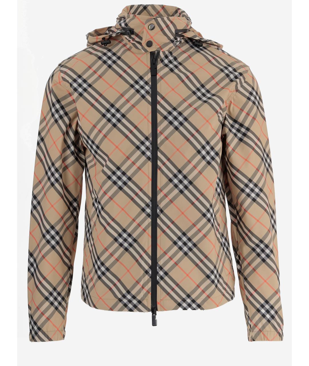 BURBERRY Бежевая полиэстеровая куртка, фото 4