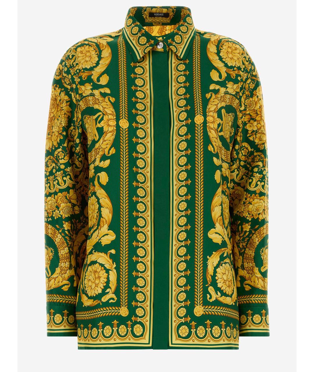 VERSACE Зеленая шелковая рубашка, фото 4