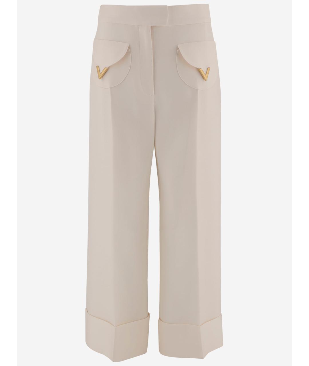 VALENTINO Бежевые шерстяные брюки широкие, фото 1