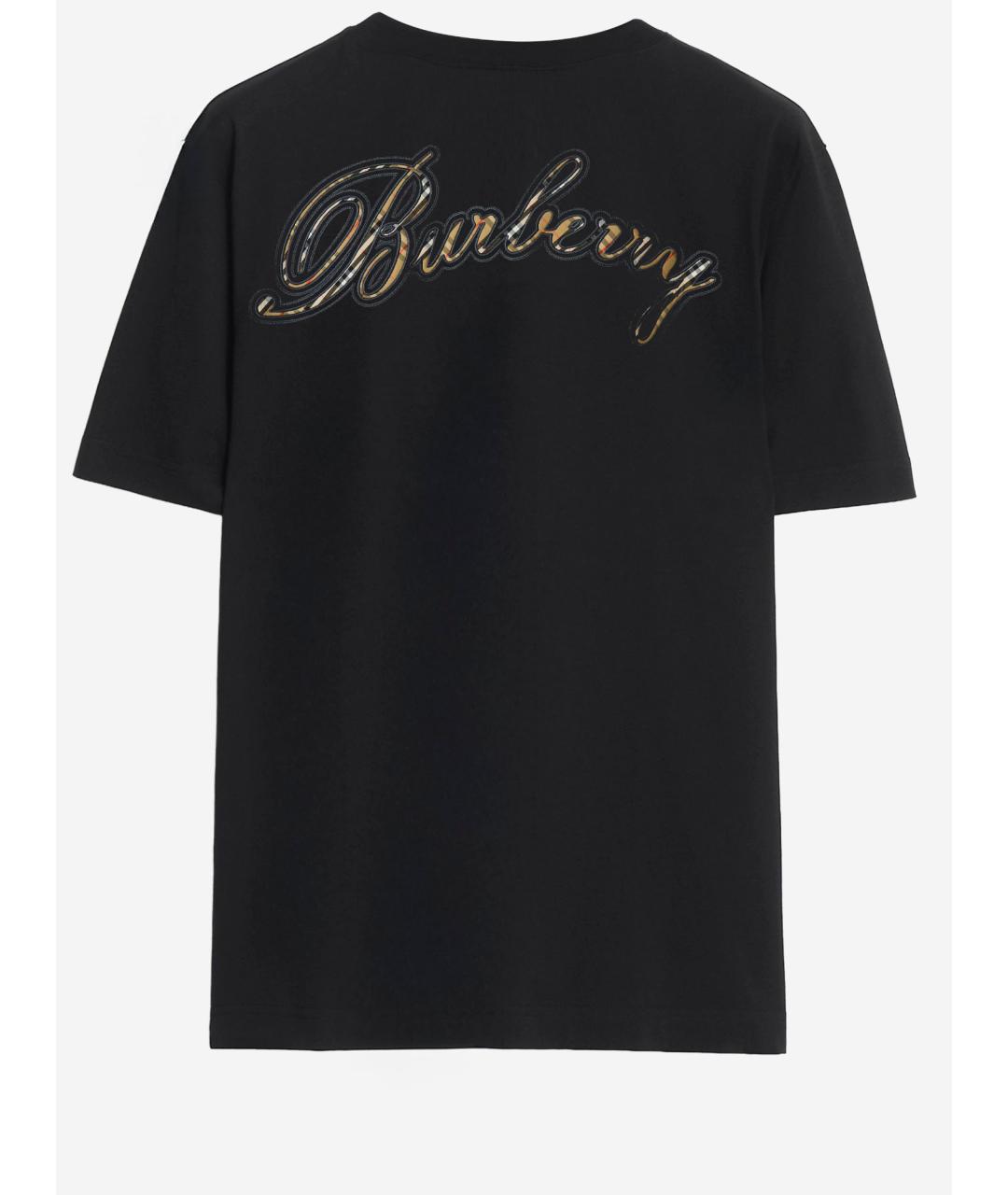 BURBERRY Черная хлопковая футболка, фото 2