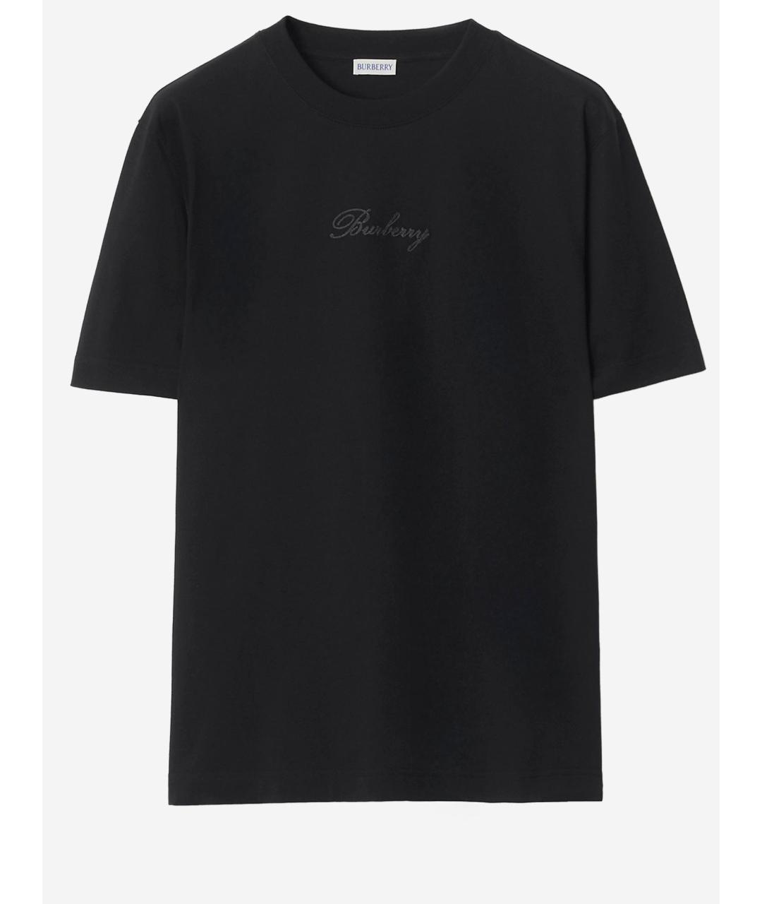 BURBERRY Черная хлопковая футболка, фото 4