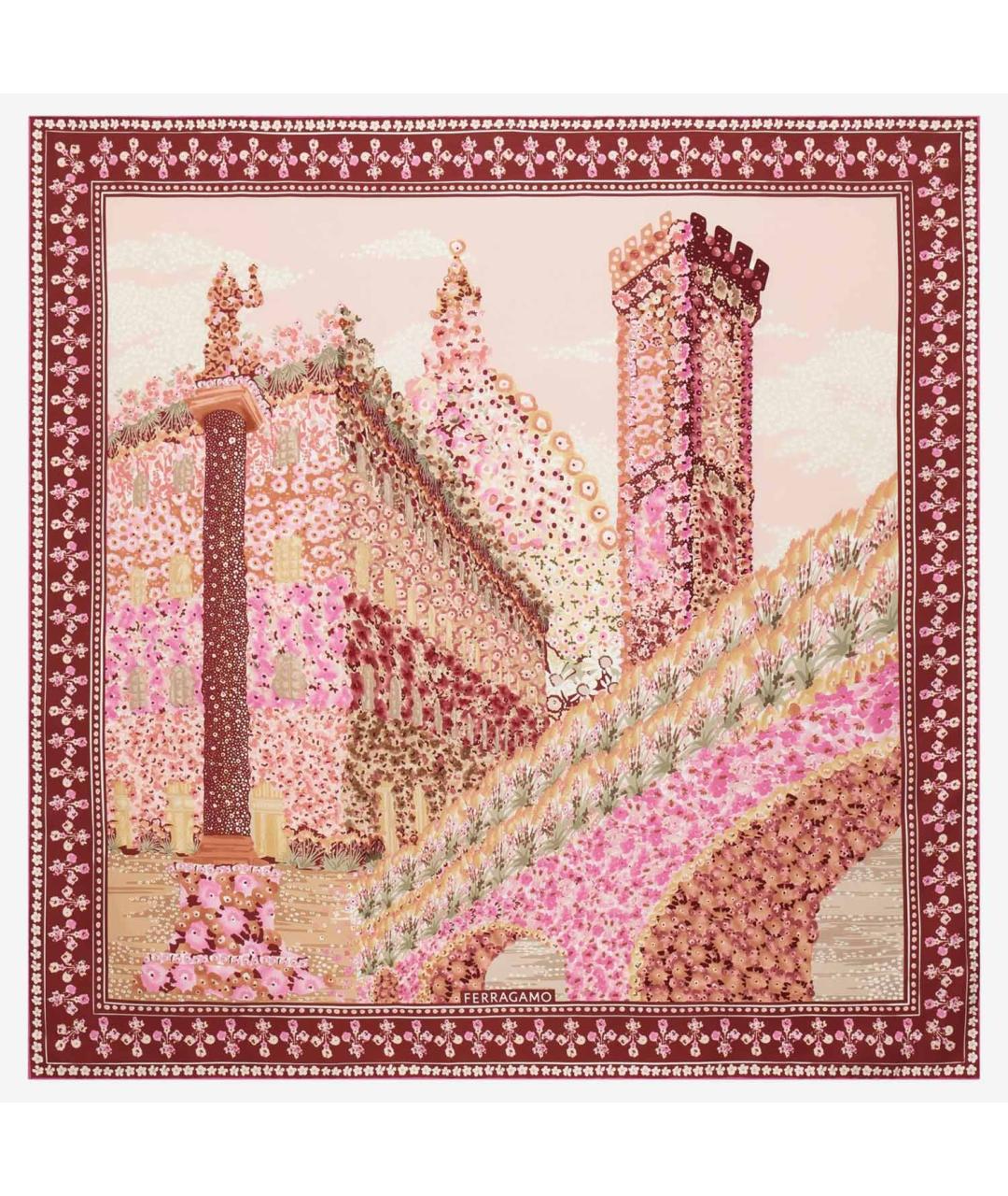FERRAGAMO Розовый шелковый платок, фото 1