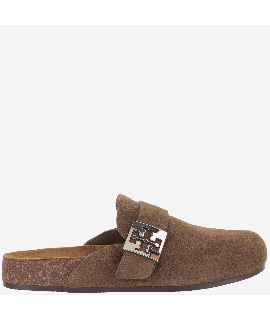 TORY BURCH Коричневые кожаные сабо, фото 1